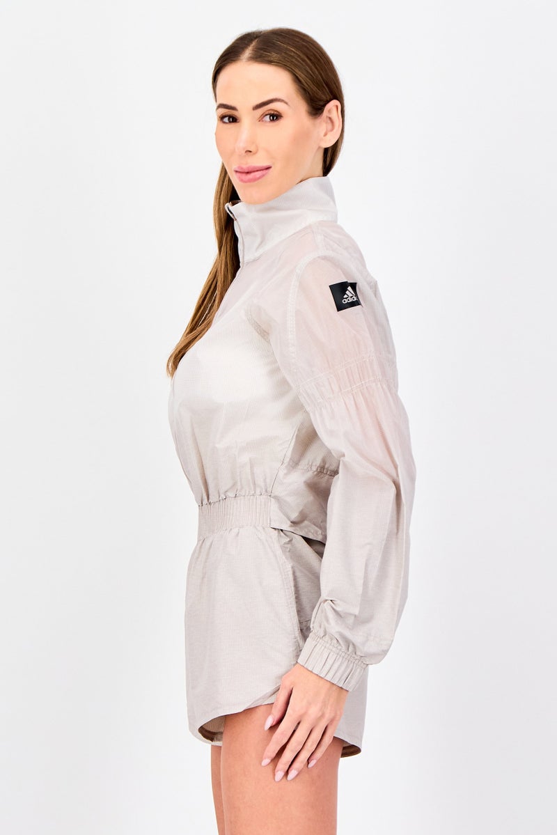 Adidas Women Sportswear Fit Long Sleeves Training Playsuits, Grey - Image 3